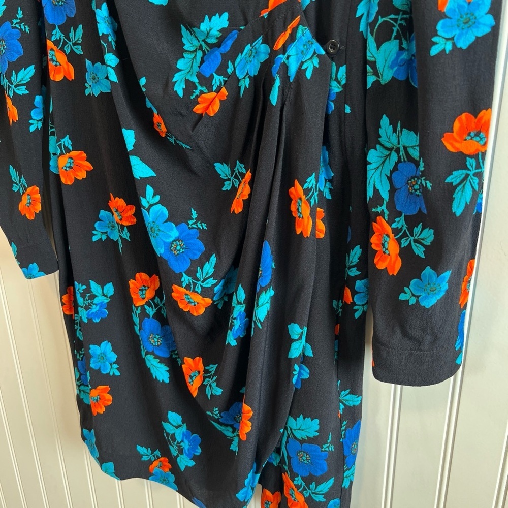 Maje Blue and Orange Floral‎ Long Sleeve Dress size 3 - Picture 8 of 12